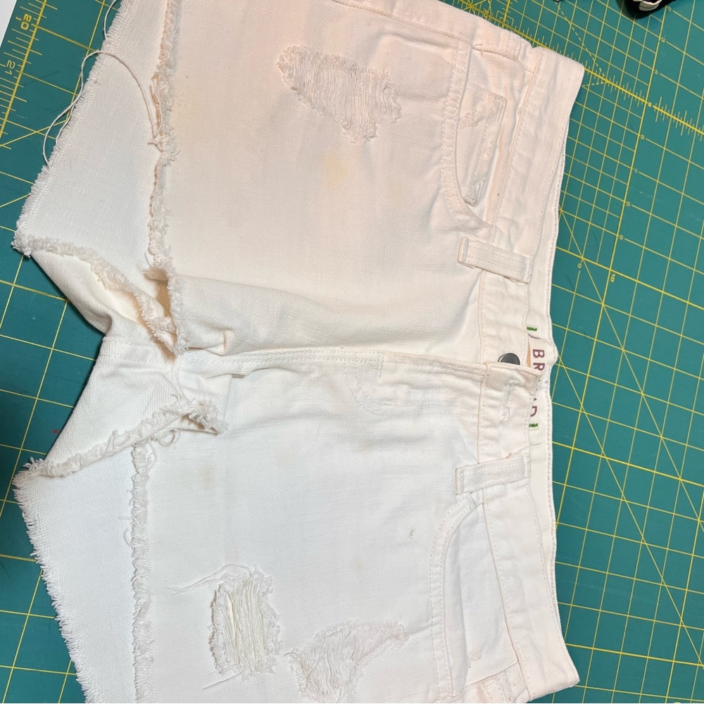 J Brand White Distressed Jean Shorts